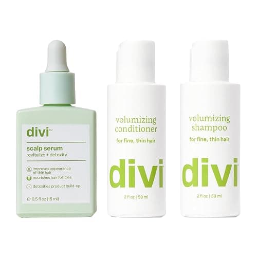 Divi Healthy Hair Goals Mini Kit, Scalp Serum for Thinning Hair 15ml + Volumizing Shampoo Travel Size 2oz + Volumizing Conditioner Travel Size 2oz, 3 Piece Set - Image 1