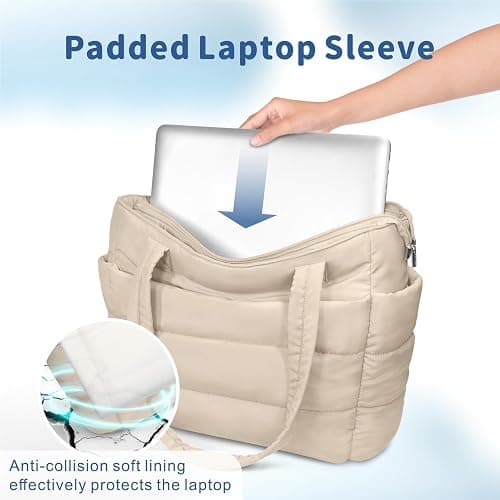 TOPDesign Puffer Tote Bag for Women, Lightweight Puffy Handbag with Compartments, Quilted Shoulder Bag for Work, Travel, Gym thumbnail 6
