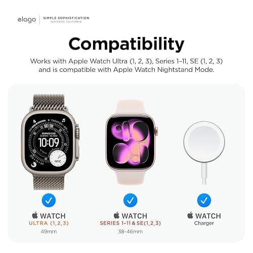 elago W2 Charger Stand Compatible with Apple Watch Series Ultra3/Ultra2/Ultra/11/10/9/8/7/6/5/4/3/2/1/SE3/SE2/SE1 (49mm, 46mm, 45mm, 44mm, 42mm, 41mm, 40mm, 38mm) thumbnail 6