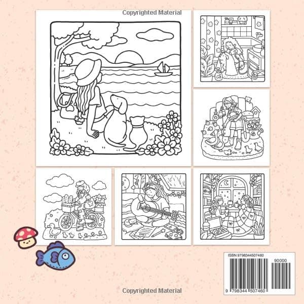 Girl Moments: Coloring Book for Adults and Teens Featuring Cute Cozy Daily Activities for Relaxation thumbnail 2