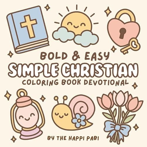 Simple Christian: Coloring Book Devotional for Kids, Adults, and Teens featuring Cute Pictures and Bible Verses for Relaxation & Reflections - Image 1