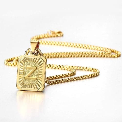 Trendsmax Initial A-Z Letter Pendant Necklace Mens Womens Capital Letter Yellow Gold Plated Stainless Steel Box Chain 22inch thumbnail 4