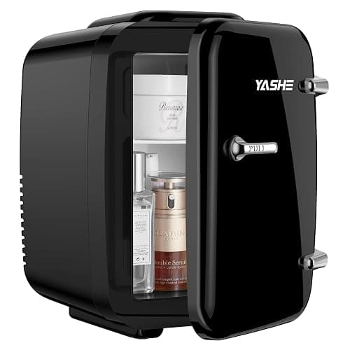 YASHE Mini Fridge, 4 Liter/6 Cans Small Refrigerator for Skincare, 110V AC/ 12V DC Thermoelectric Cooler and Warmer for Bedroom, Office, Dorm, Car, Black thumbnail 8