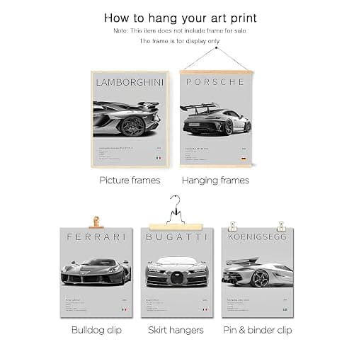 CSLGQGV Car Poster Vintage Racing Car Wall Art Supercar Canvas Prints Painting For Men Room Pictures Guys Dorm Room Aesthetics Decor Bedroom Office (Unframed,8×10inch,6pcs) thumbnail 4