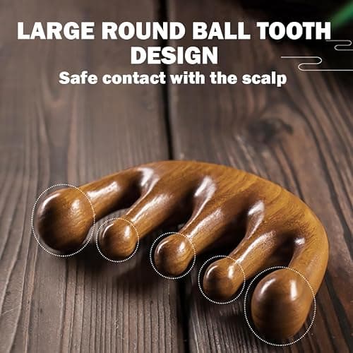 Cureder Wooden Scalp Massager - Handmade 100% Natural Green Sandalwood Wide Tooth Combs - Wood Massage Comb & Sandalwood Comb for Luxurious Hair Care thumbnail 5