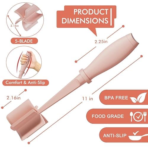 2 Pack Upgrade Meat Chopper, Heat Resistant Meat Masher for Hamburger Meat, Ground Beef Smasher, Nylon Hamburger Chopper Utensil, Ground Non Stick Mix Chopper Mix Potato Masher Tool (Pink) thumbnail 3