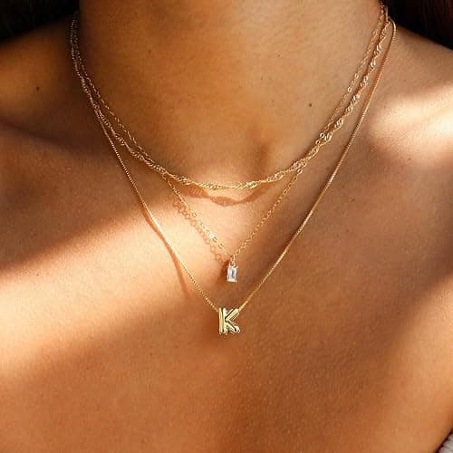 Lisitine Bubble Initial Necklaces Dainty Letter Necklace Cute Name Choker Necklaces for Women Trendy Personalized Pendant Jewelry Gift for Women thumbnail 3