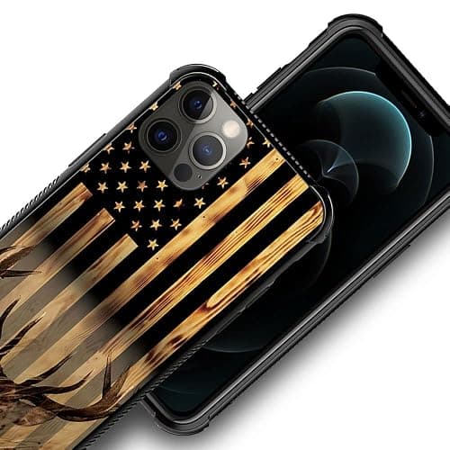DJSOK Compatible with iPhone 13 Mini Case，Design Pattern Back Bumper Anti Scratch Reinforced Corners Soft TPU Caver,Cases for Men Women-Wood Grain American Flag Buck Hunter Deer thumbnail 5