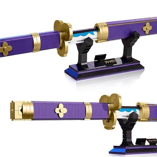 HIGH GODO Anime Cosplay Swords Building Set, 936 Piece One Purple Enma Zoro Sword 38.8IN with Scabbard and Bracket for Adults Teens 14+ (Roronoa Zoro Yamato Sword) thumbnail 6