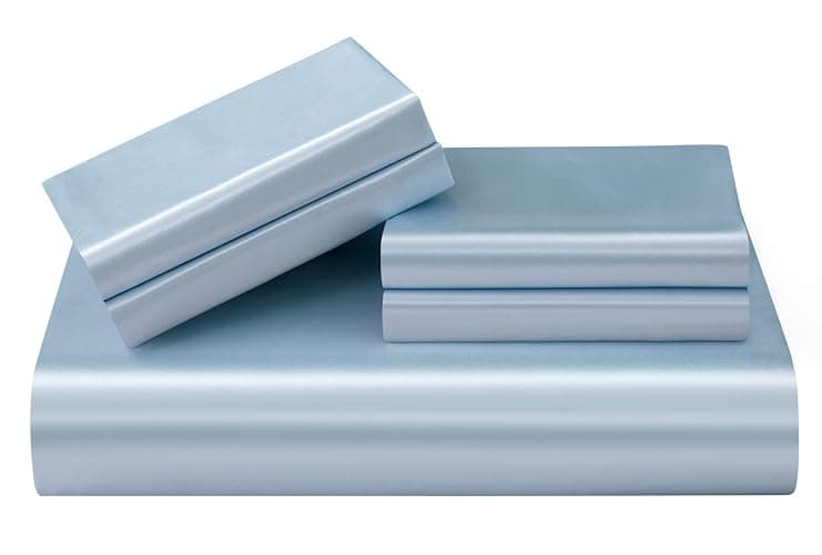 P Pothuiny 3 Pieces Satin Duvet Cover Twin/Twin XL Size, Luxury Silky Like Baby Blue Duvet Cover Bedding Set with Zipper Closure, 1 Duvet Cover + 2 Pillow Cases (No Comforter) - Twin/Twin XL - Baby Blue (No Comforter) thumbnail 7