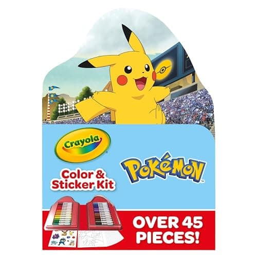 Crayola Pokemon Art Kit for Kids (45pcs), Pokemon Coloring Book Pages, Pokemon Stickers for Kids, Pokemon Toys, Gift for kids, Ages 4+ - Pikachu - Image 1
