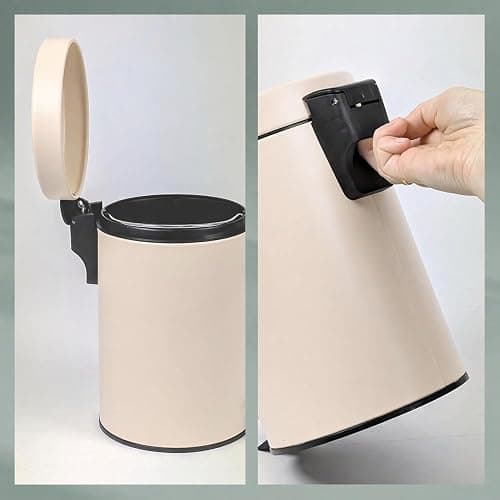 kela Kosmetikeimer 3L MONACO, Metall Tretmülleimer Badzimmer, WC, Küche, Badmülleimer mit herausnehmbarem Einsatz, beige matt thumbnail 6