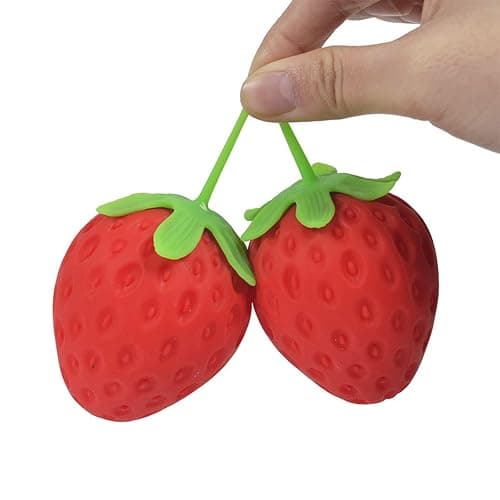 Squishy Aliment Mignon Forme au Choix - Fraise, Banane, Cacahuète - Jouet Sensoriel Anti-Stress Retour Lent - Cadeau Kawaii pour Enfant et Adulte (Fraise) thumbnail 6