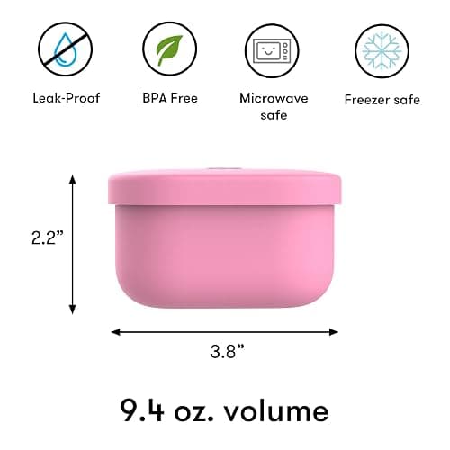 OmieBox Silicone Leakproof Snack Containers To Go, Food Storage Containers with Lid, School Lunch Bento Container - BPA Free, Airtight, Dishwasher and Freezer Safe, Oven Safe - 9.4 ounces (Pink) thumbnail 3