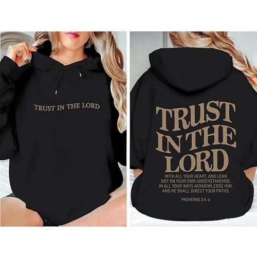 Tuislay Trust In The Lord Graphic Hoodies Christian Faith Sweatshirts For Women Bible Verse Religious Hoodie Pullover Tops thumbnail 4