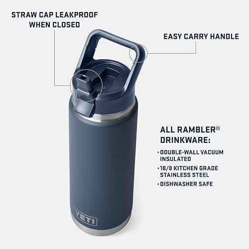 YETI Rambler 26 oz Bottle, Vacuum Insulated, Stainless Steel with Color Matching Straw Cap thumbnail 2