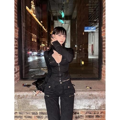 Y2k Crop Tops Sexy Blouses Women Spicy Girl Zip Up Vintage Trendy Gothic Slim Fit Button Up Long Sleeve Tops thumbnail 3