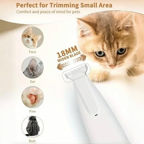 Furrybasic Pet Hair Trimmer, Furry Basic Paw Trimmer for Dogs, Low Noise Waterproof Rechargeable Pet Paw Trimmer for Paws, Ears, Face, Eyes thumbnail 4