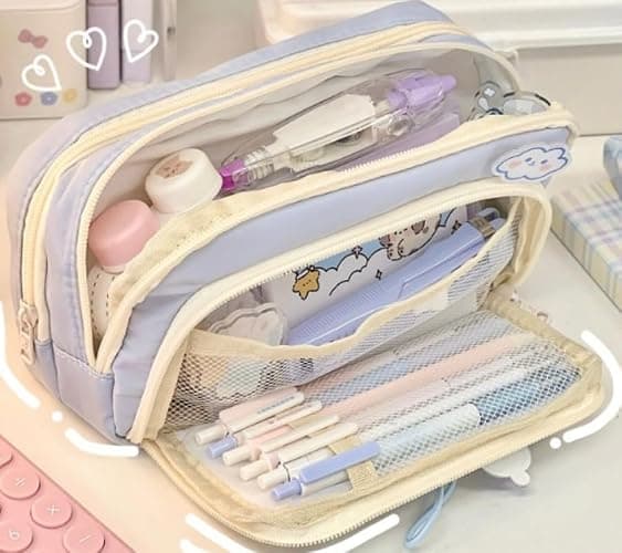 irLocy Cute Aesthetic Pencil Case Kawaii Pencil Case with Kawaii Pins Large Pencil Pouch Holder Preppy Supplies (pink) thumbnail 5
