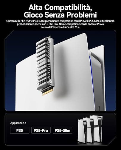 ORICO OS5 4TB M.2 SSD con Dissipatore di Calore, SSD Interno PCIe 4.0 NVMe per PS5, Velocità di lettura 7450 MB/s, TLC NAND, Dissipatore di Calore Progettato per il Percorso di Aria della PS5 - 4TB - OS5 con Dissipatore di Calore thumbnail 8