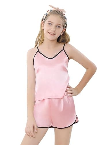 Girls & Women Silk Pajamas Set Satin Camisole Sleepwear 2 Piece Pjs, 3 Years - Women XXL thumbnail 2