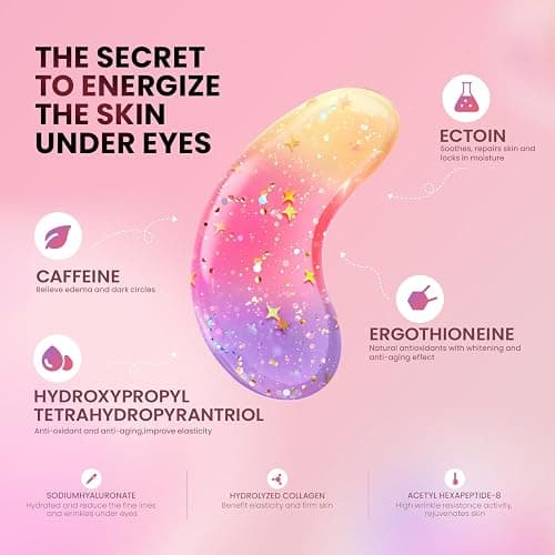 AILEORY Under Eye Patches (24 Pairs) - New Tri-color Glitter Eye Gel Pads for Dark Circles Puffy Eyes,Under eye Bags,Wrinkles|Natural Collagen Under Eye Mask Patches, Gel Under Eye Patches thumbnail 3