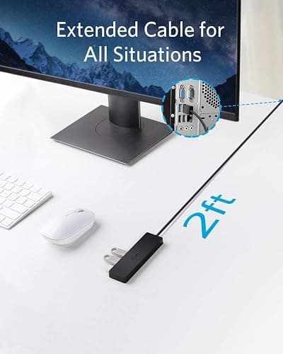 Anker USB Hub 4 Ports, Multiple USB 3.0 Hub, USB Splitter for Laptop, Extender for A Port Laptop, PC, Desktop and More [Charging Not Supported](2ft USB-A) thumbnail 3