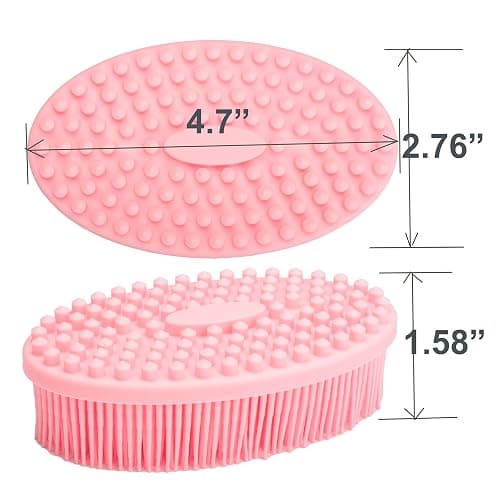 DNC Exfoliating Silicone Body Scrubber Shower Bath Body Brush Easy to Clean, Lathers Well, Eco Friendly (Pink) thumbnail 5