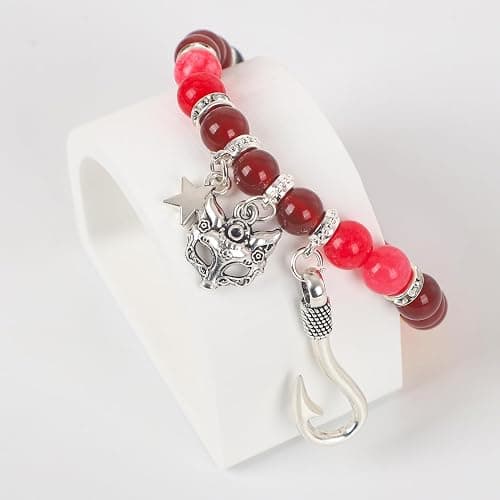 JUNIQUTE FNAF Game Inspired Bracelet for Women - 4PCS Charm Bracelet with Translucent Stone Beads & Metal Prop Charms, Pulseras Para Mujer, Birthday Valentines Gifts thumbnail 3