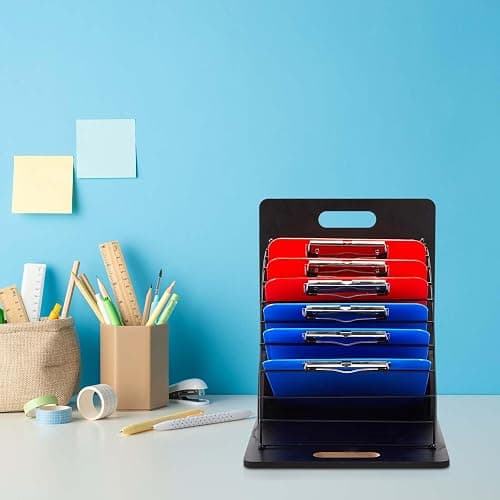 Sintuff 2 Pieces Black Clipboard Holder Wood Metal Clipboard Stand Storage Rack for Teacher Student Home Office (Assembly Required) thumbnail 6