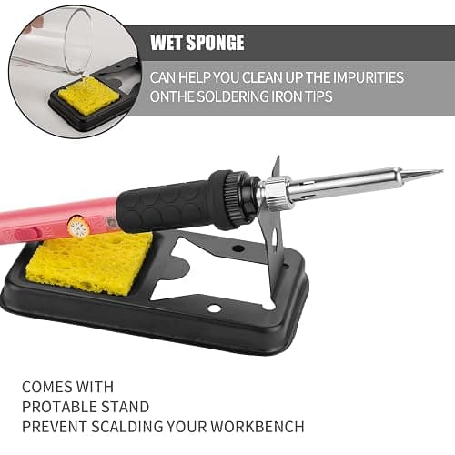 Soldering Iron Kit, 60W Soldering Iron with 5pc Interchangeable Tips, 10-in-1 Adjustable Temperature Solder Welding Tools, Fast Heating, Electronic Repair, 110V thumbnail 5