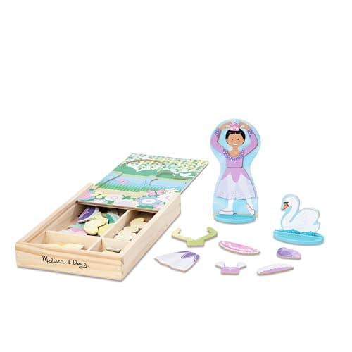 Melissa & Doug Ballerina And Fairy Magnetic Dress-Up Double-Sided Wooden Doll And Swan Pretend Play Set (52 pcs) thumbnail 4