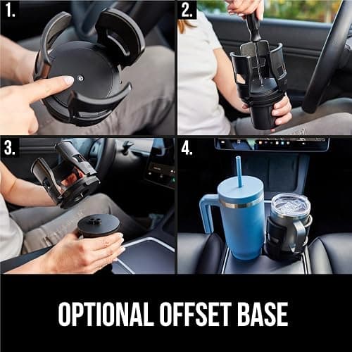 GORILLA GRIP Car Cup Holder Expander, Keeps Large Drink Cups Secure, Expander Fits Yeti, HydroFlask, Stanley 18 to 48oz, Stocking Stuffer, Gifts for Men, Women, Adjustable Arms and Base, Black thumbnail 8