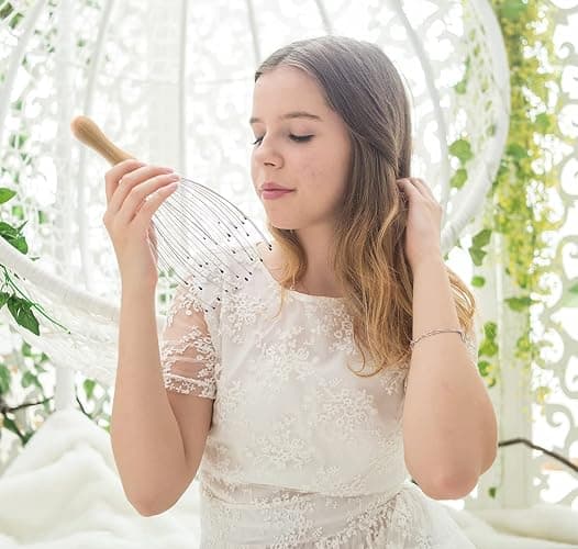 USAGA 32 Fingers Head Massager Head Scratcher Scalp Massager Wood Handle | for Head Massage and Body Relaxation thumbnail 6