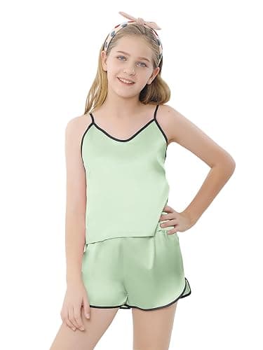 Girls & Women Silk Pajamas Set Satin Camisole Sleepwear 2 Piece Pjs, 3 Years - Women XXL thumbnail 2
