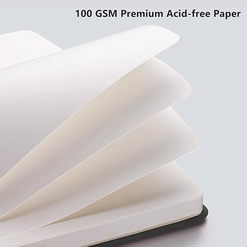 RETTACY Blank Journal Notebook, 192 Pages, A5 Medium Size (5.7'' x 8.3'') | Leather Hardcover, 100 GSM Thick Paper, for Sketching, Drawing, Painting (Black) thumbnail 3