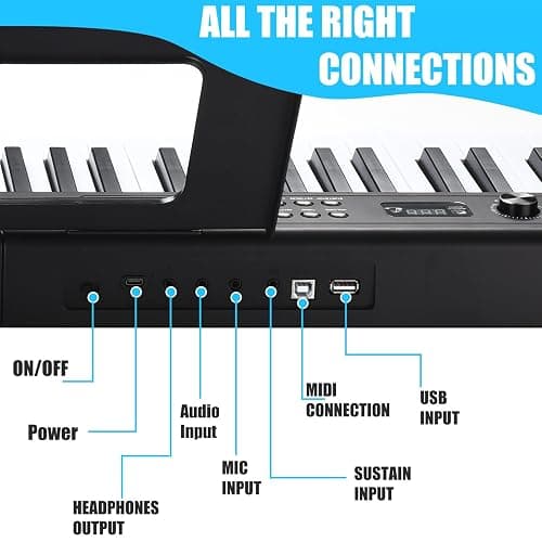 Digital Piano Keyboard for Beginners, Full Size 88 Key Semi Weighted Keyboard Electric Piano with Stand, Built-In Speakers, Electric Piano Keyboard with Sustain Pedal, Bluetooth,USB-MIDI Compatibility - Black thumbnail 4