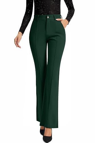FUNYYZO Dress Work Pants Women's Stretchy Bootcut Leg Button Slacks Trousers with Pockets Casual Outfits - Image 1