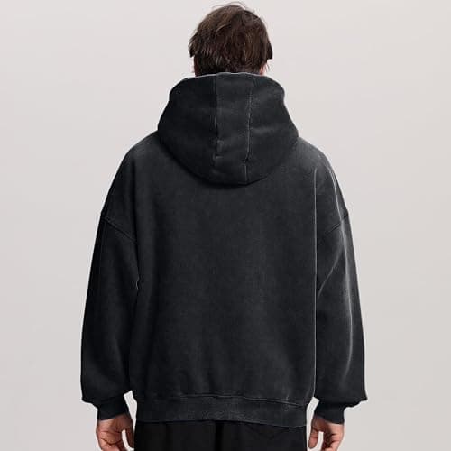 FAIABLE Mens Womens Double Zip Up Hoodie Oversized Acid Wash Heavyweight Fleece Cotton Zipper Hoodie Vintage thumbnail 4