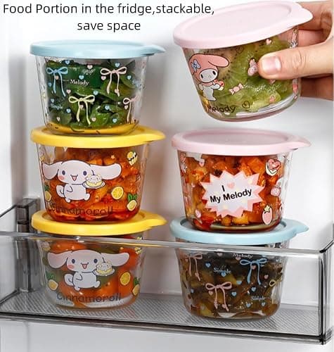yaocoral 4 Pack 9 OZ Small Cute Glass Containers with Lids,Clear Food Jars Airtight Glass Food Container for Fruit,Food Portion,Overnight Oats,Pickles,Dipping Sauce,Snack,Yogurt thumbnail 5