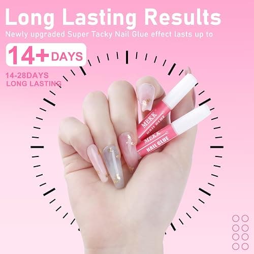 MEKK Nail Glue,Super Strong & Long-Lasting Nail Glue for Acrylic Nails,Press Ons & Nails Tips,Professional Adhesive for Nail Art Supplies,0.07OZ/PCS (12PCS) thumbnail 5