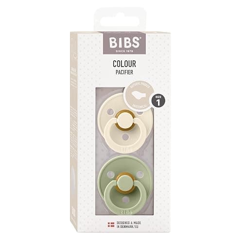 BIBS Colour Pacifiers | Set of 2 BPA-Free Latex Baby Pacifiers | Anatomical Nipple | Made in Denmark (Ivory/Sage | 0-6 Months) thumbnail 3