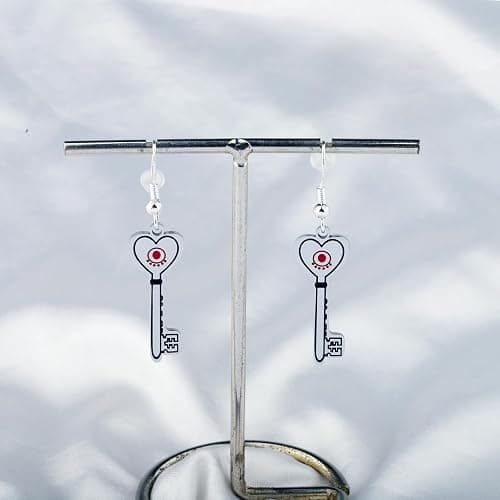 LQRI Anime Character Gifts Demon Cartoon Characters Inspired Heart-Shaped Wings Key Earrings Anime Series Merchandise thumbnail 2