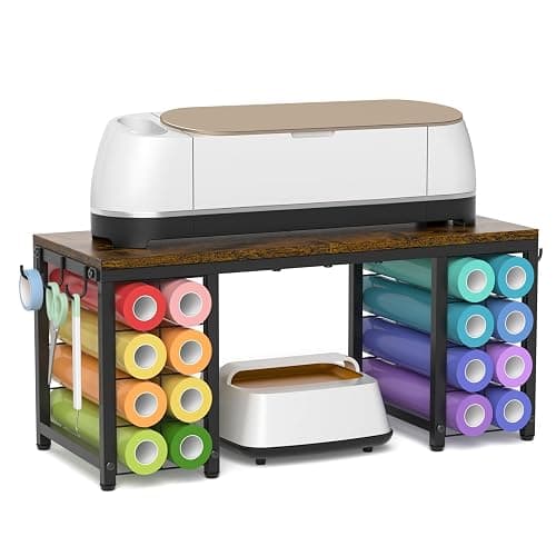 ikkle Craft Organizers and Storage Compatible with Cricut Machines Craft Table Storage with Vinyl Roll Holders, Craft Storage Organizer, Crafting Table Organization Workstation for Craft Room - Image 1