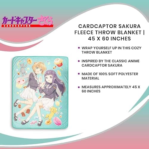 JUST FUNKY Cardcaptor Sakura Plush Fleece Throw Blanket | Cozy Sherpa Cover for Sofa and Bed, Home Decor Room Essentials | Anime Manga Gifts and Collectibles | 45 x 60 Inches thumbnail 7
