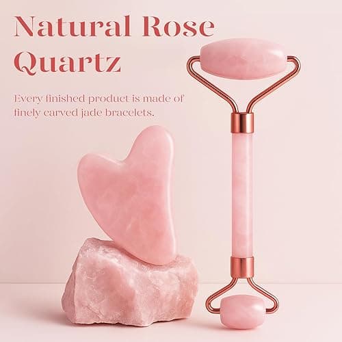 BAIMEI Jade Roller & Gua Sha, Face Roller, Facial Beauty Roller Skin Care Tools, Self Care Gift for Men Women, Massager for Face, Eyes, Neck, Relieve Fine Lines and Wrinkles - Rose Quartz thumbnail 5