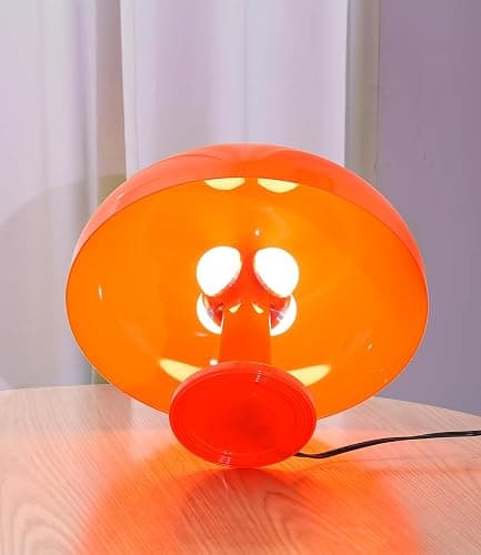Anykonio Orange Mushroom Lamp, Mid Century Modern Table Lamp for Bedroom, Minimalist Mushroom Decor Bedside Small Lamps, 2700K(Bulb Included, Plug Powered) thumbnail 3