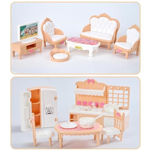 35 Pcs Dollhouse Furniture Accessories Set Mini House Furniture Small Dollhouse Miniature Furniture Play House Accessories 1:12 Tiny Kitchen Bedroom LivingRoom Bathroom Boy Girl Toddler3Y+ thumbnail 4