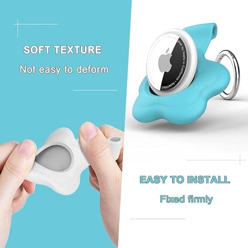Flower AirTag Holder for Apple AirTag, Silicone Case Key Ring Pink & Green | Cute silicone AirTag holder protects your tracker from scratches and attaches easily to pets, keys, bags, and backpacks. thumbnail 6