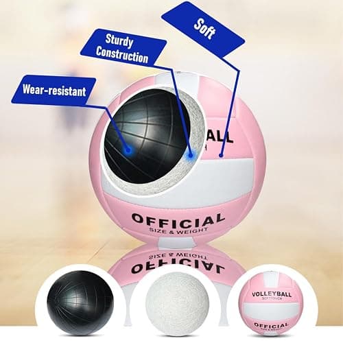 6 Pack Official Size 5 Synthetic Leather Volleyballs, Includes Pump and Net Bag, Volley Ball for Indoor and Outdoor Competition thumbnail 4